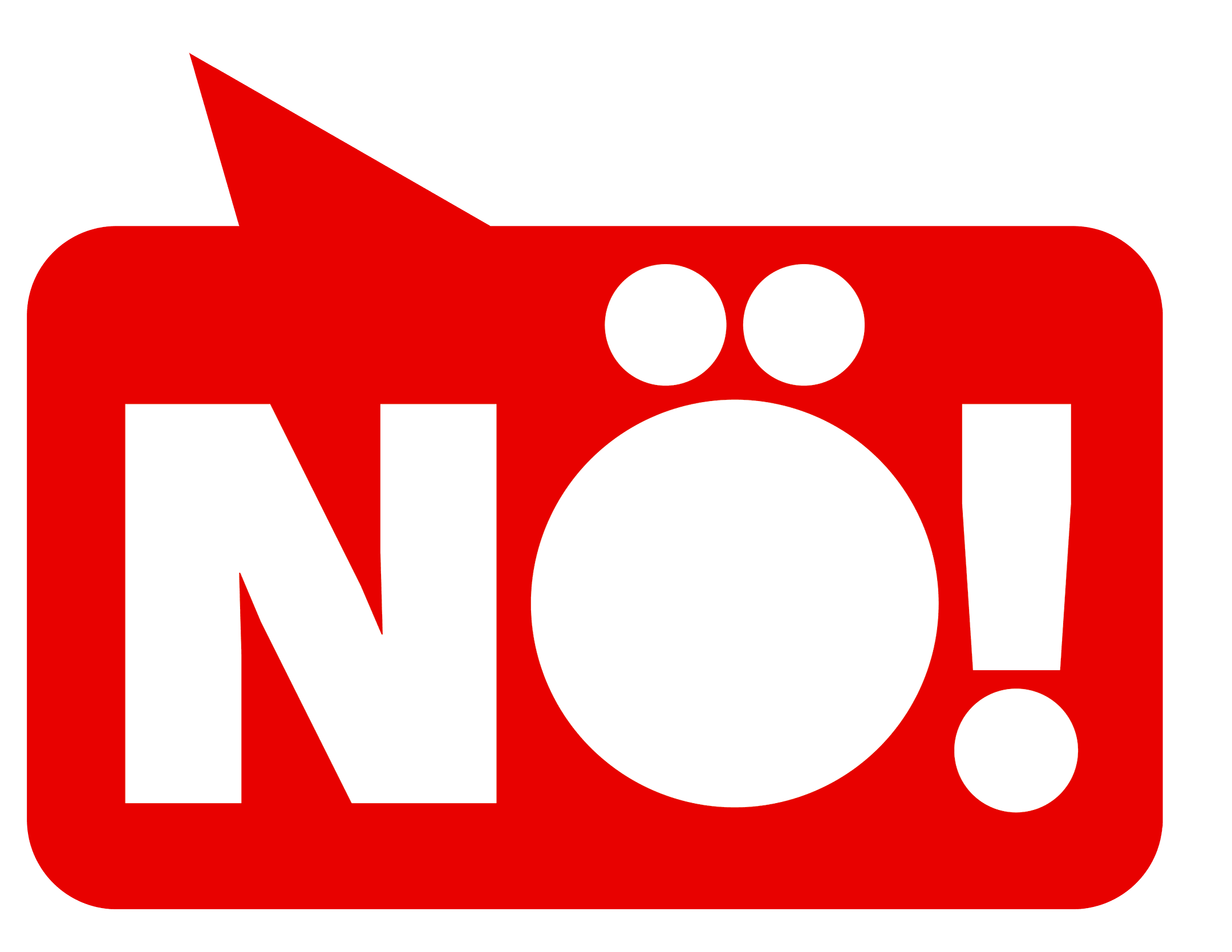 Rote Sprechblase mit dem Text "Nö!"